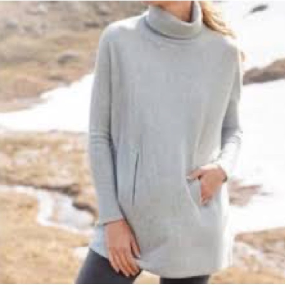 Garnet Hill Cashmere  Wool Oversized Kangaroo Pocket Turtleneck Sweater